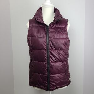 PINK Victoria's Secret maroon zip-up puffer vest, Sz XS (PTP 18.5")